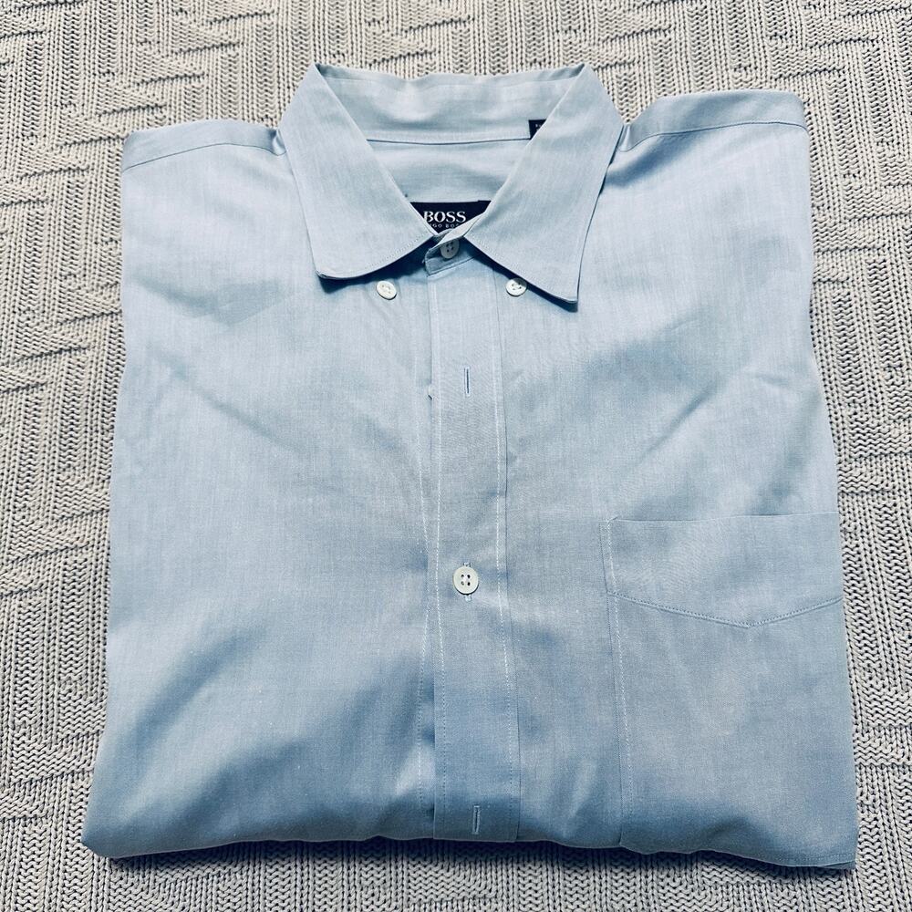 Hugo Boss Solid Blue Button Down - image 1